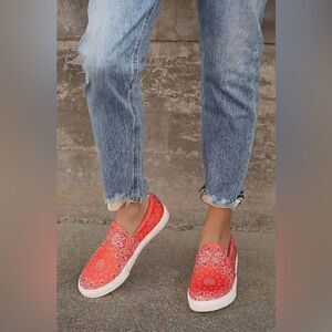 Steve Madden Coulter Red Bandana Print Slip On Sneakers